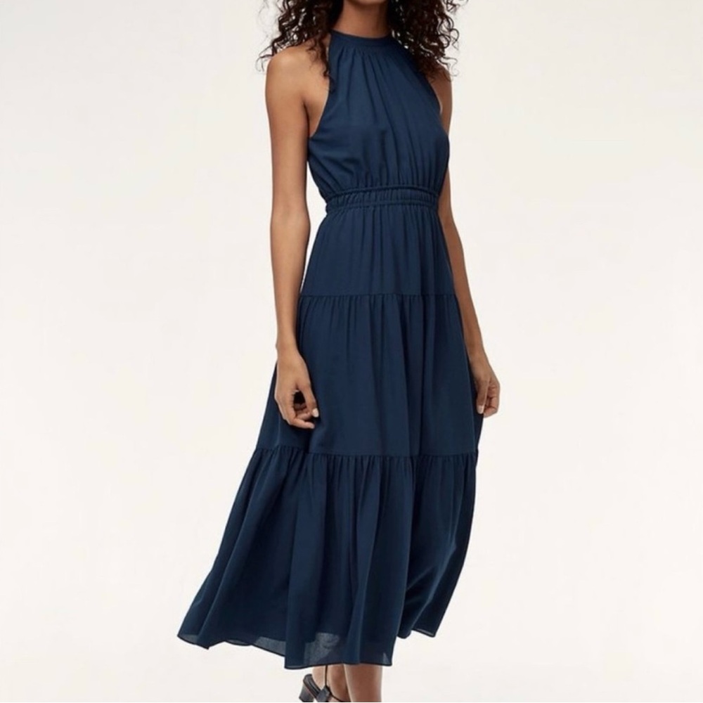 Wilfred Navy Blue Effet Maxi Dress